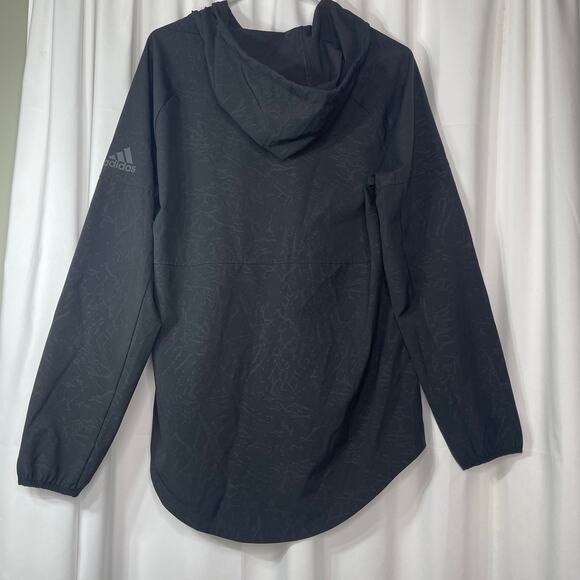 Adidas women's medium jacket light weight black zip front hooded gray pattern - Picture 15 of 16